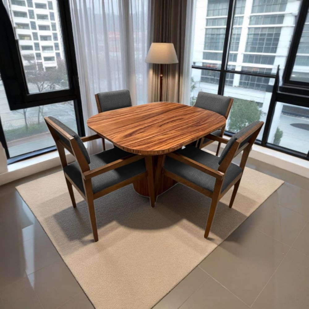 Comedor Para 4 Personas De Madera De Parota Colo Gris
