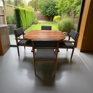 Foto 4 | Comedor Para 4 Personas De Madera De Parota Colo Gris