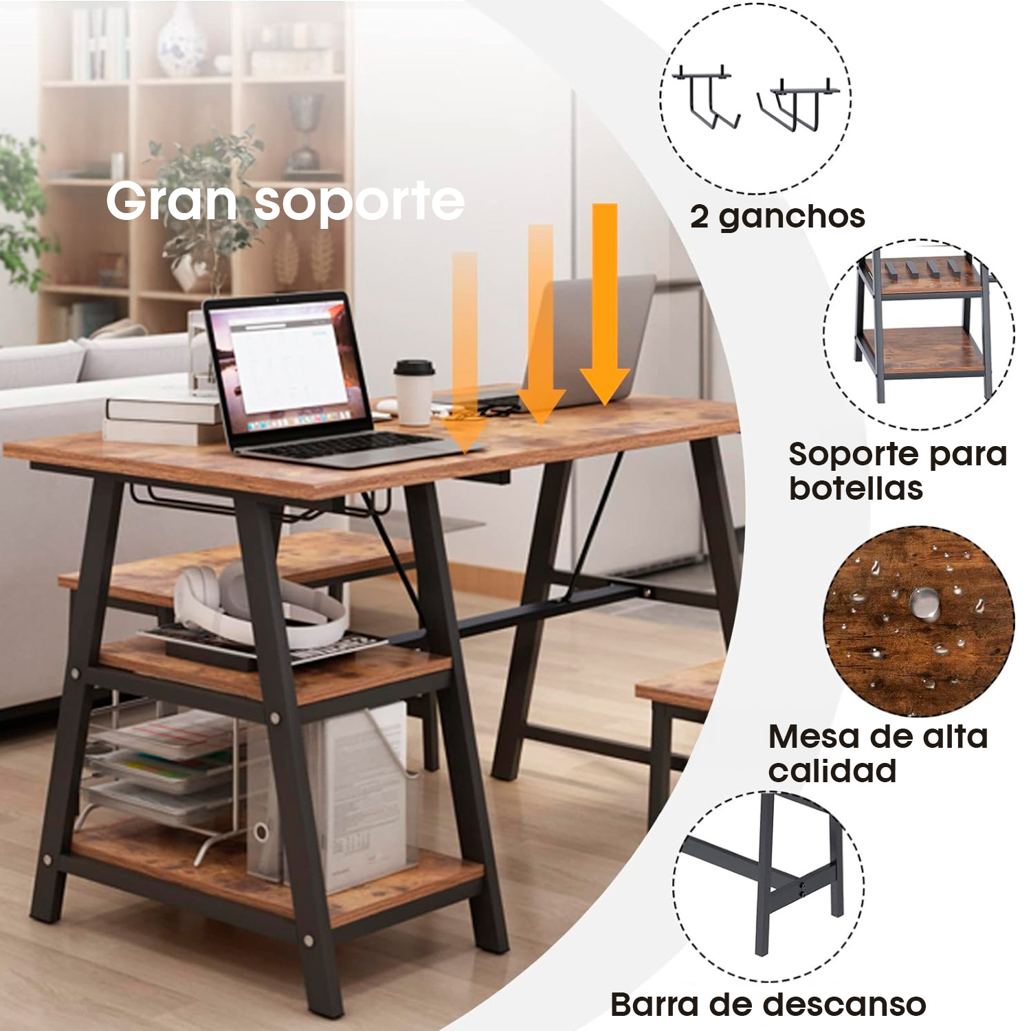 Foto 4 pulgar | Comedor Industrial Bossa Dukka Mdf y Acero