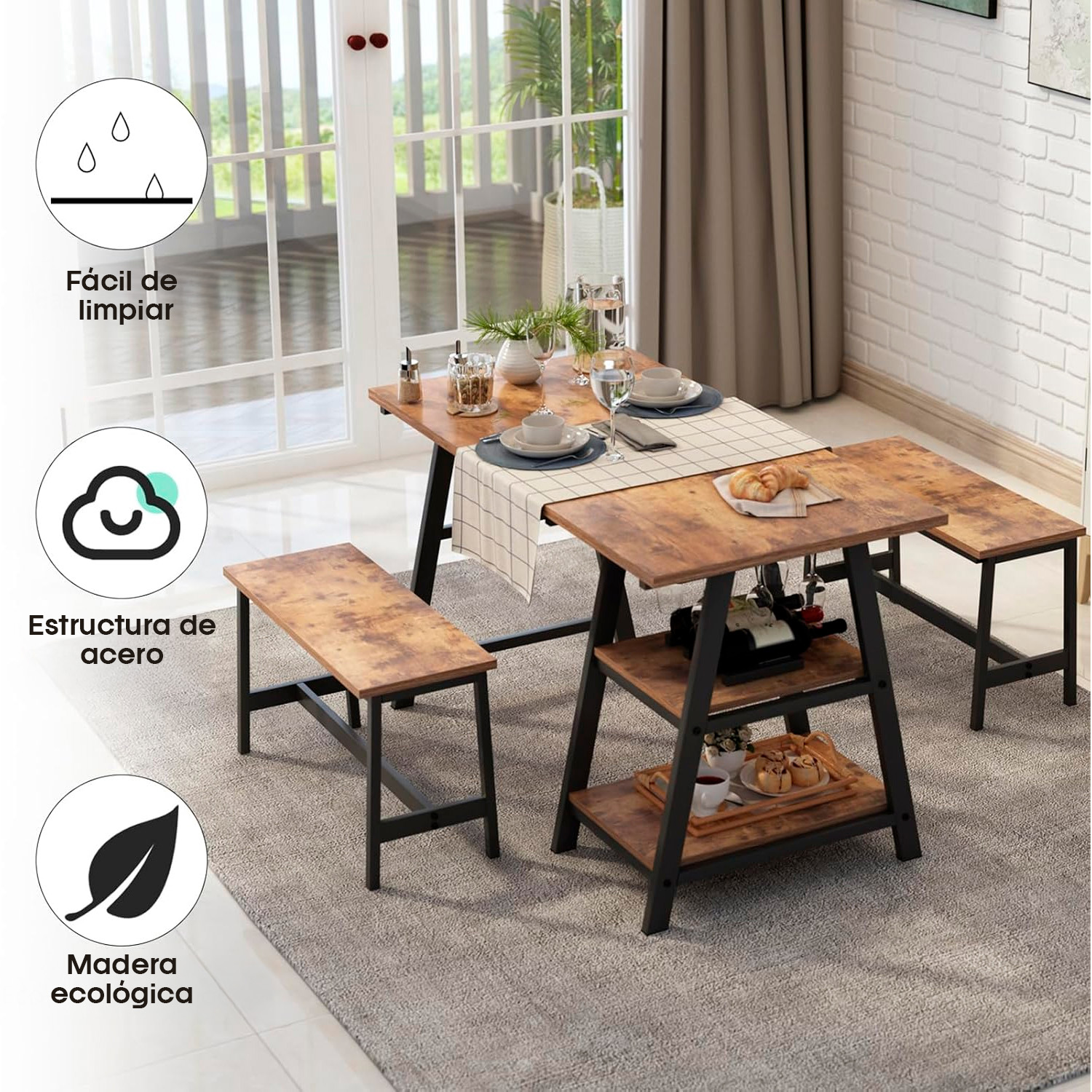 Foto 7 pulgar | Comedor Industrial Bossa Dukka Mdf y Acero