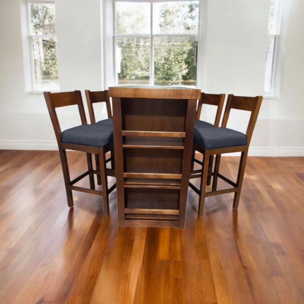 Foto 7 pulgar | Antecomedor De Madera Para 4 Personas Color Azul Oscuro