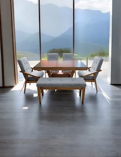 Foto 2 | Comedor Para 6 Personas De Madera De Parota Color Gris Claro
