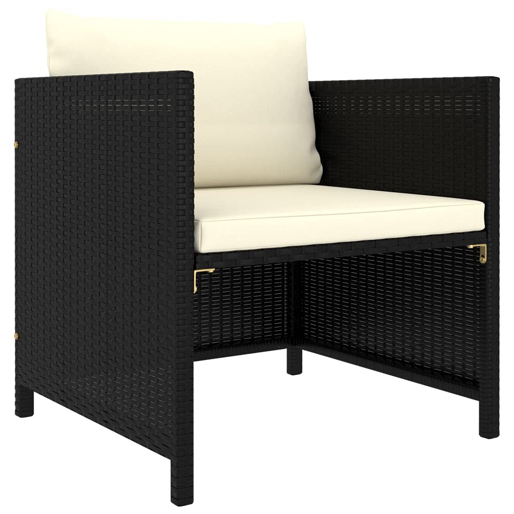 Foto 1 | Sofá De Patio Vidaxl Para Exteriores  Poliratán Negro Con Cojines - Venta Internacional.