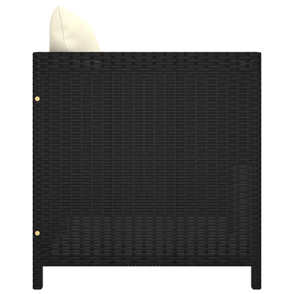 Foto 4 pulgar | Sofá De Patio Vidaxl Para Exteriores  Poliratán Negro Con Cojines - Venta Internacional.