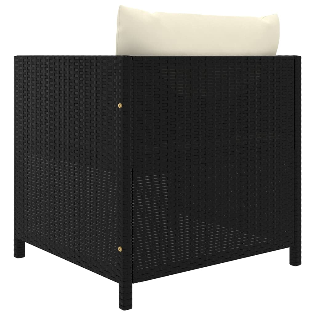 Foto 4 | Sofá De Patio Vidaxl Para Exteriores  Poliratán Negro Con Cojines - Venta Internacional.