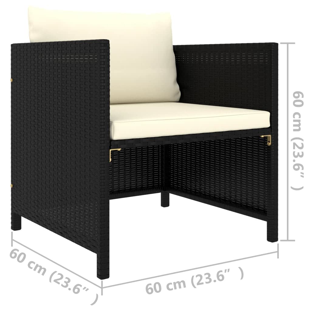 Foto 5 | Sofá De Patio Vidaxl Para Exteriores  Poliratán Negro Con Cojines - Venta Internacional.