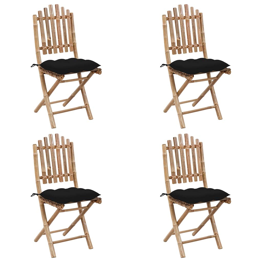 Foto 6 pulgar | Juego De Comedor Para Patio Vidaxl  Plegable  5 Piezas  Bambú Con Cojines - Venta Internacional.