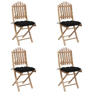 Foto 5 | Juego De Comedor Para Patio Vidaxl Plegable 5 Piezas Bambú Con Cojines - Venta Internacional.