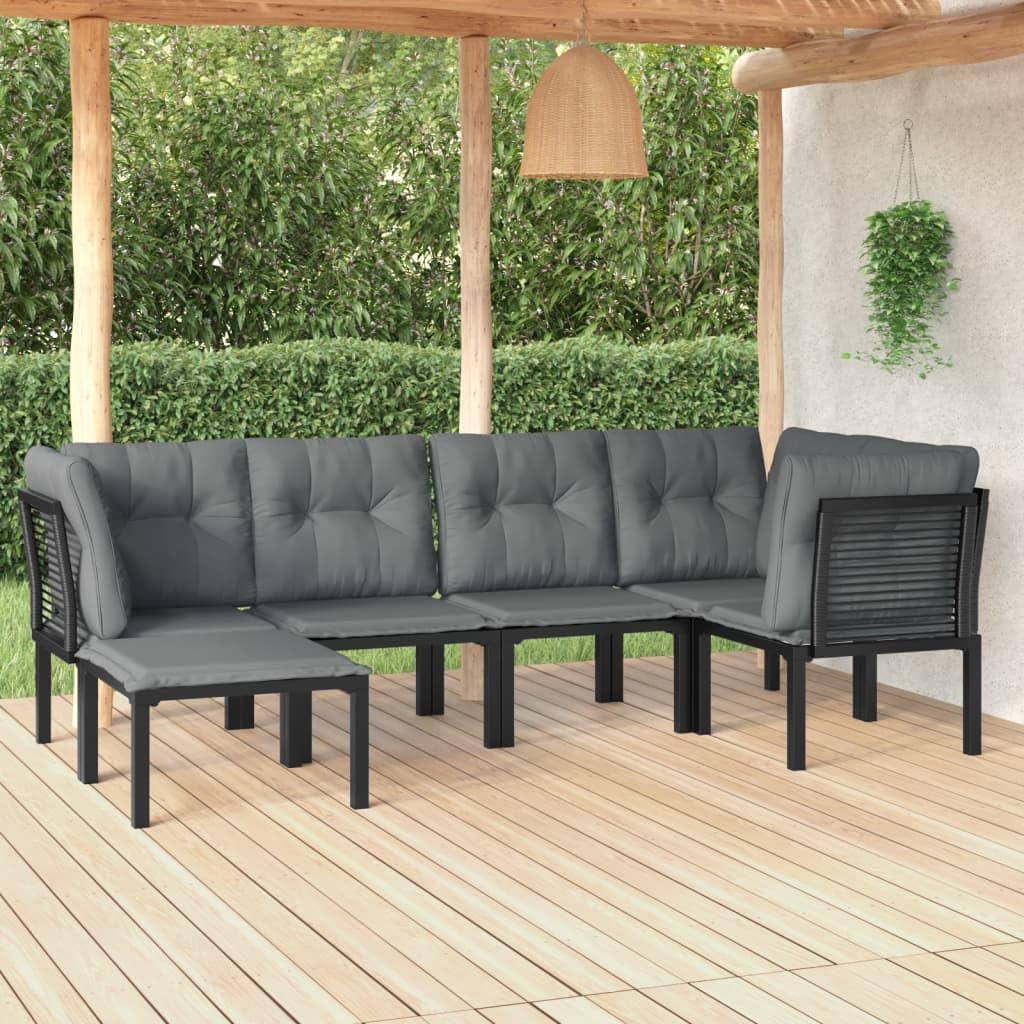 Foto 6 pulgar | Set Patio Lounge Vidaxl De 6 Piezas De Poliratán Negro Y Gris - Venta Internacional.