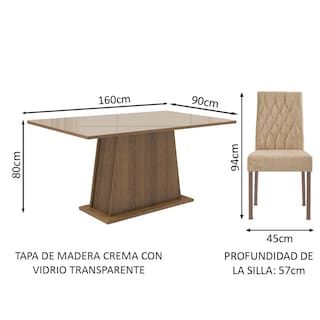 Foto 3 | Juego de Comedor Madesa Stéfani Beige Imperial