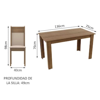 Foto 3 | Comedor Madesa MDJA0400027GBE color Marrón 4 Sillas