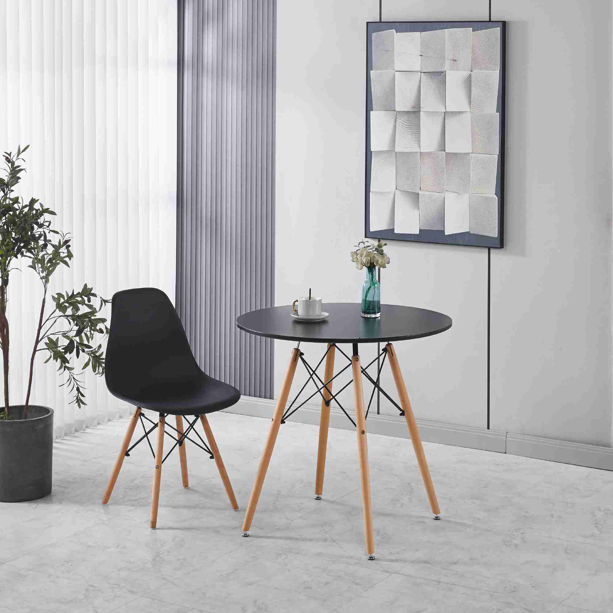 Foto 2 pulgar | Mesa De Comedor Elly Decor Redonda Estilo Eames Minimalista Moderna color Negro
