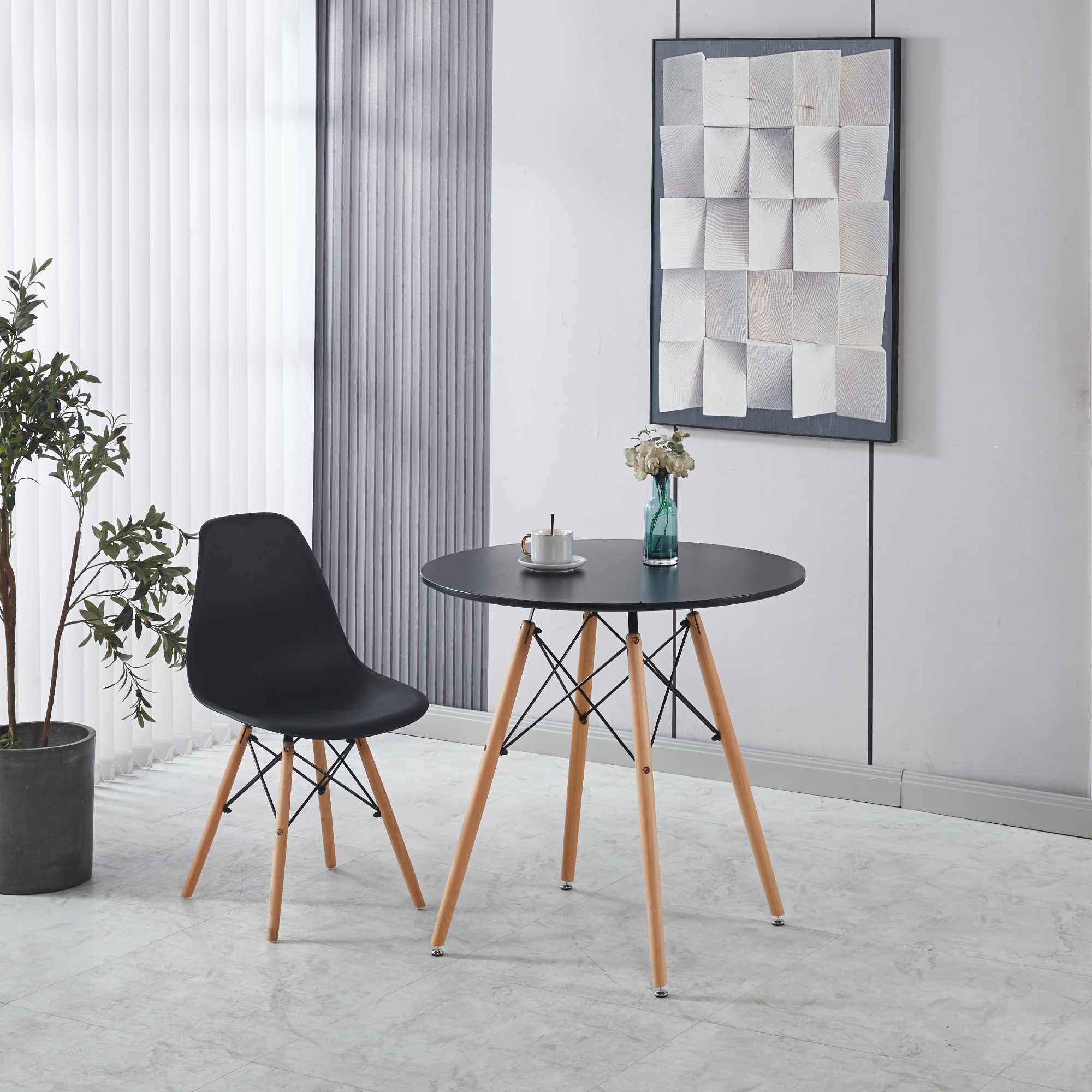 Foto 7 pulgar | Mesa De Comedor Elly Decor Redonda Estilo Eames Minimalista Moderna color Negro