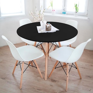 Foto 6 | Mesa De Comedor Elly Decor Redonda Estilo Eames Minimalista Moderna color Negro