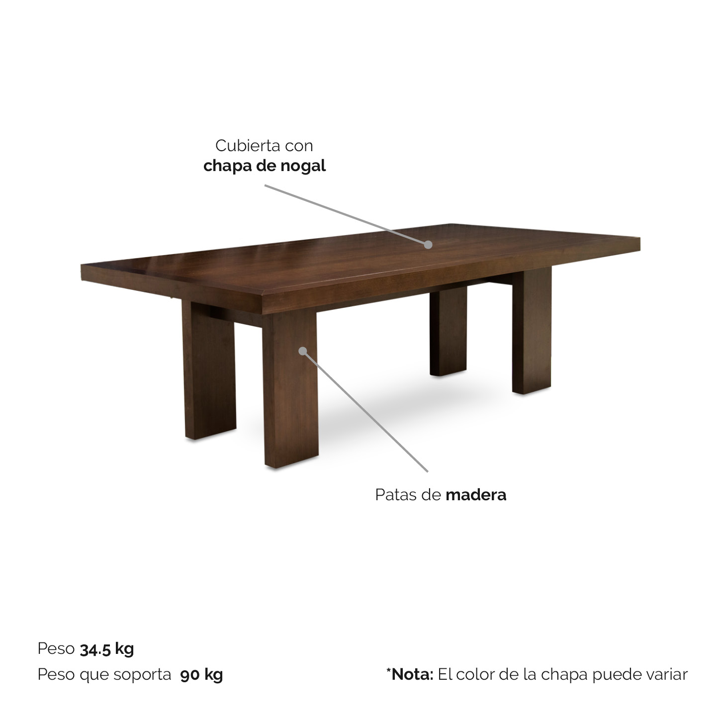 Foto 4 pulgar | Mesa De Comedor Tamarindo Gove Nogal Para 10 Personas