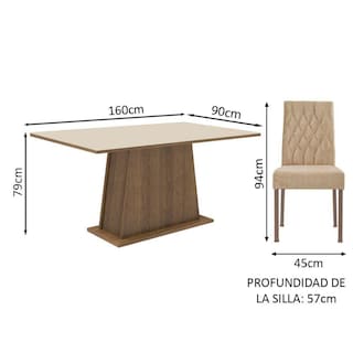 Foto 7 | Juego De Comedor Madesa Ashley Marrón/Crema/Imperial