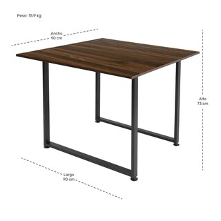 Foto 4 | Comedor Industrial Minimalista Rack & Pack MKZ-MESA90CAFEOS color Marrón 90 X 90 cm