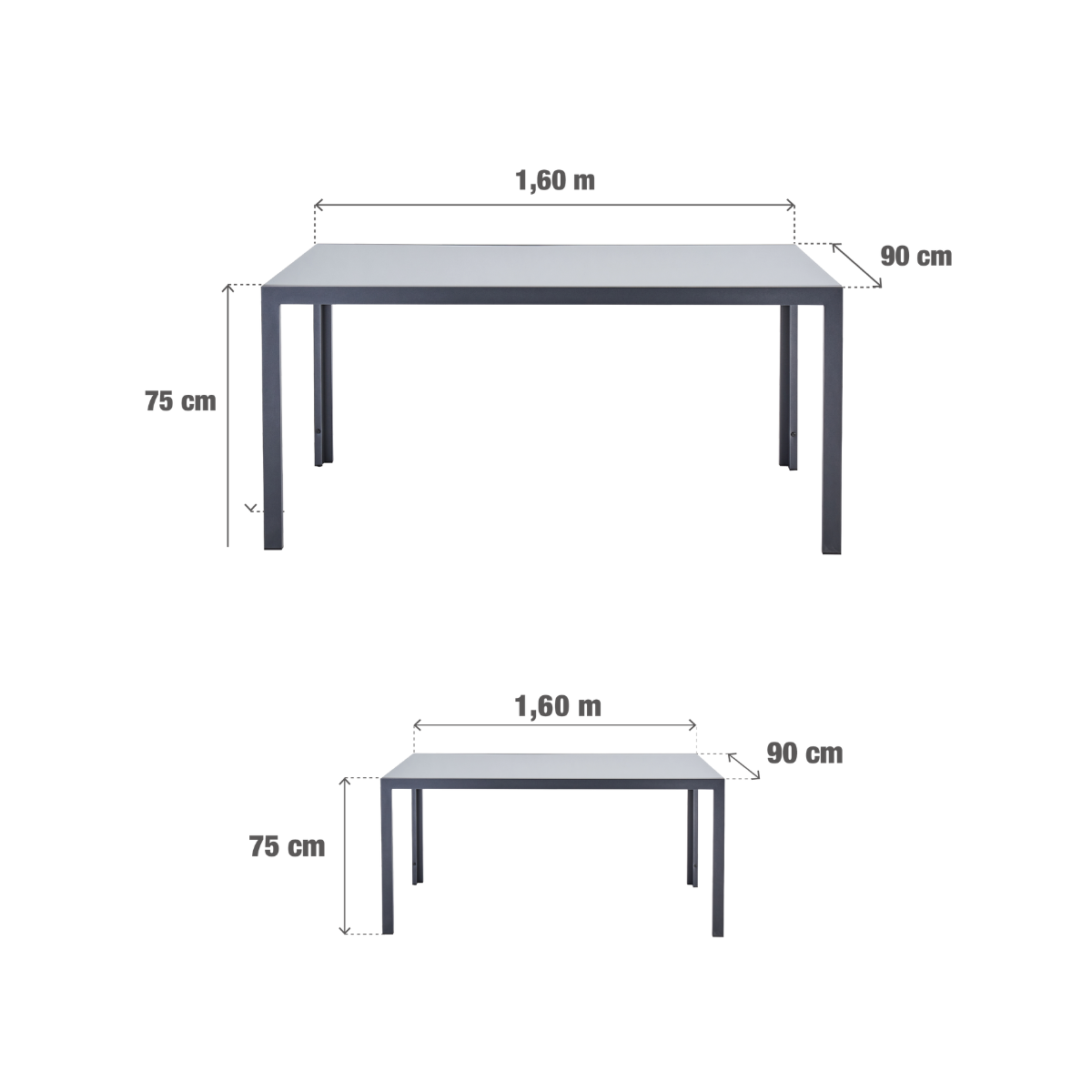 Foto 9 pulgar | Mesa De Comedor De Aluminio Con Cubierta De Cristal Apta Para Exterior