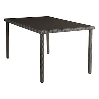 Foto 2 | Mesa de Rattan para Exterior con Cristal Templado