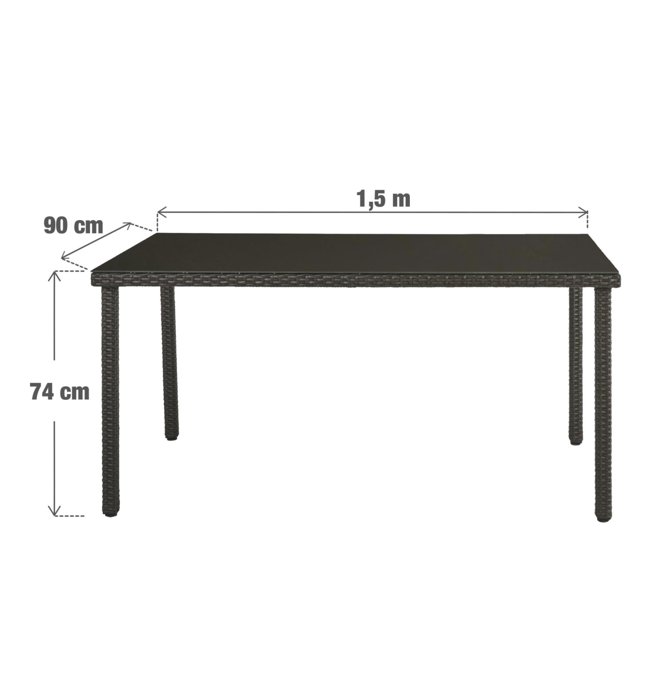 Foto 9 pulgar | Mesa de Rattan para Exterior con Cristal Templado
