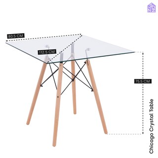 Foto 4 | Mesa de Comedor Cuadrada Ninon Chicago Cristal Templado para 4 Personas