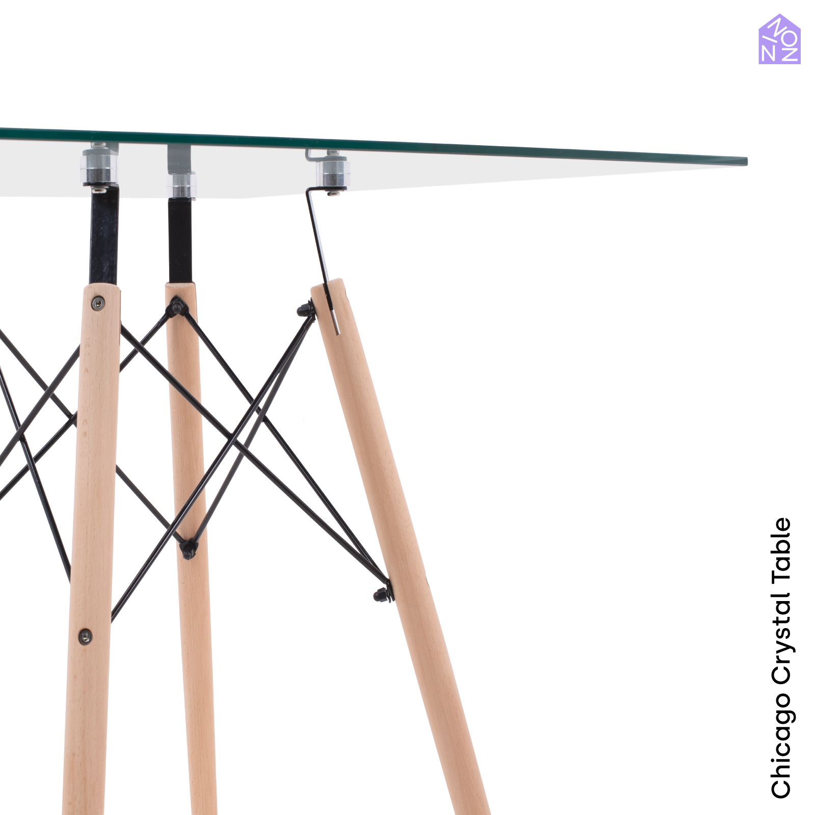 Foto 6 pulgar | Mesa de Comedor Cuadrada Ninon Chicago Cristal Templado para 4 Personas