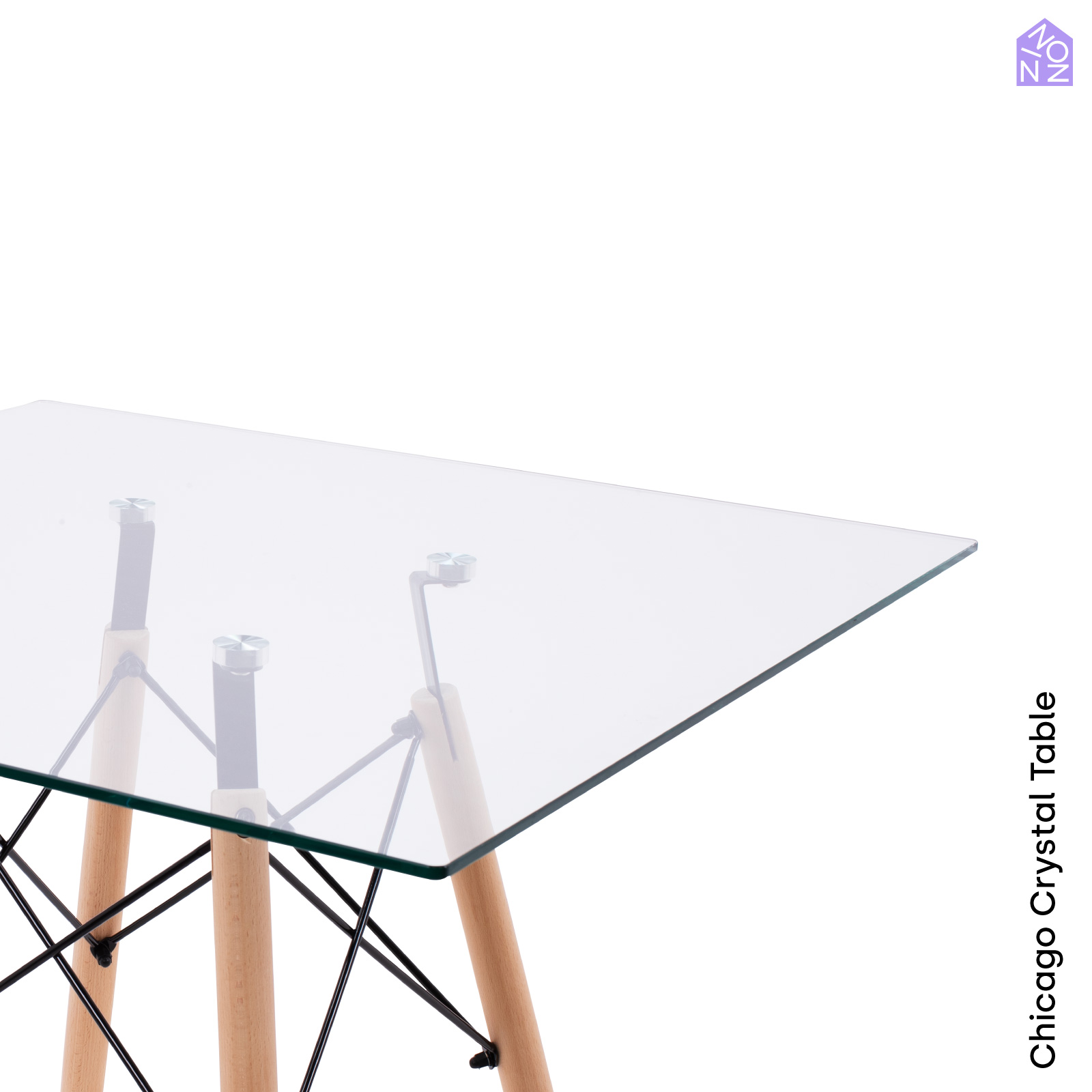 Foto 7 pulgar | Mesa de Comedor Cuadrada Ninon Chicago Cristal Templado para 4 Personas