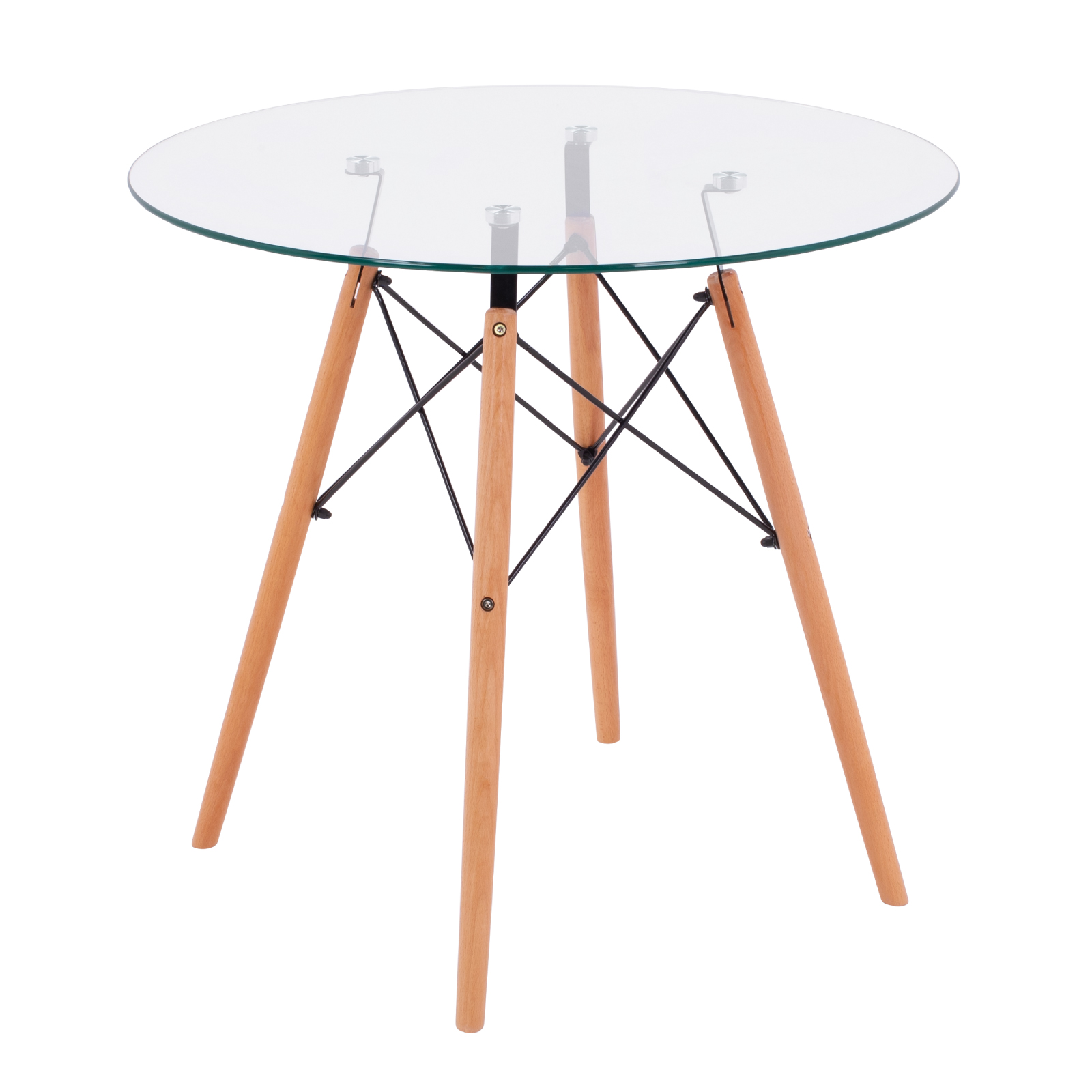 Foto 2 pulgar | Mesa De Comedor Redonda Pekin De Cristal Templado Para 4 Personas C/ Patas Café Estilo Minimalista Ninon