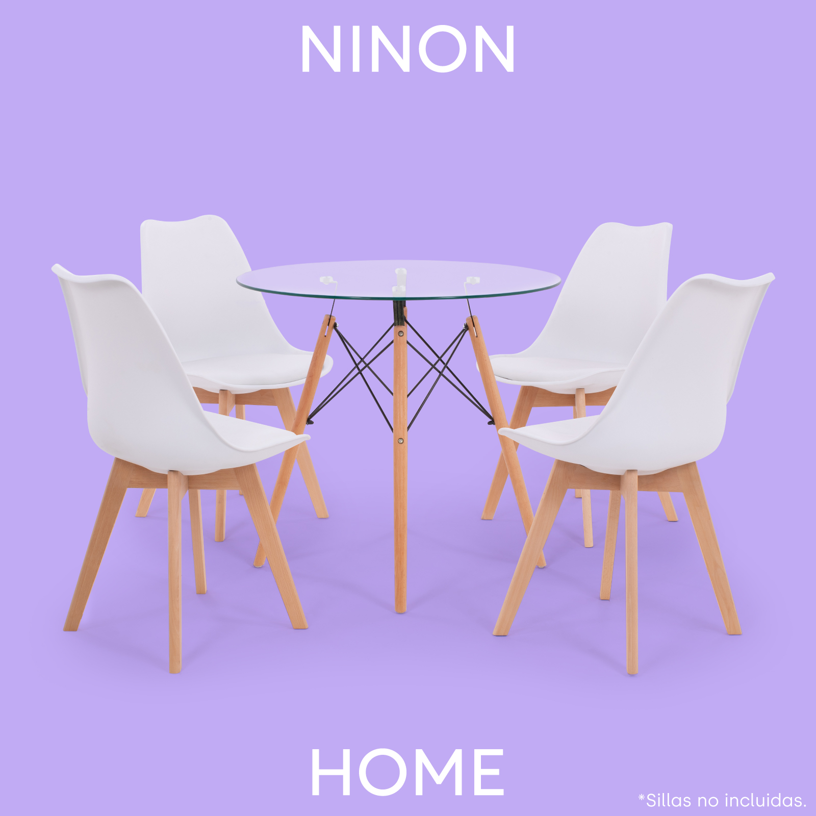 Foto 4 pulgar | Mesa De Comedor Redonda Pekin De Cristal Templado Para 4 Personas C/ Patas Café Estilo Minimalista Ninon