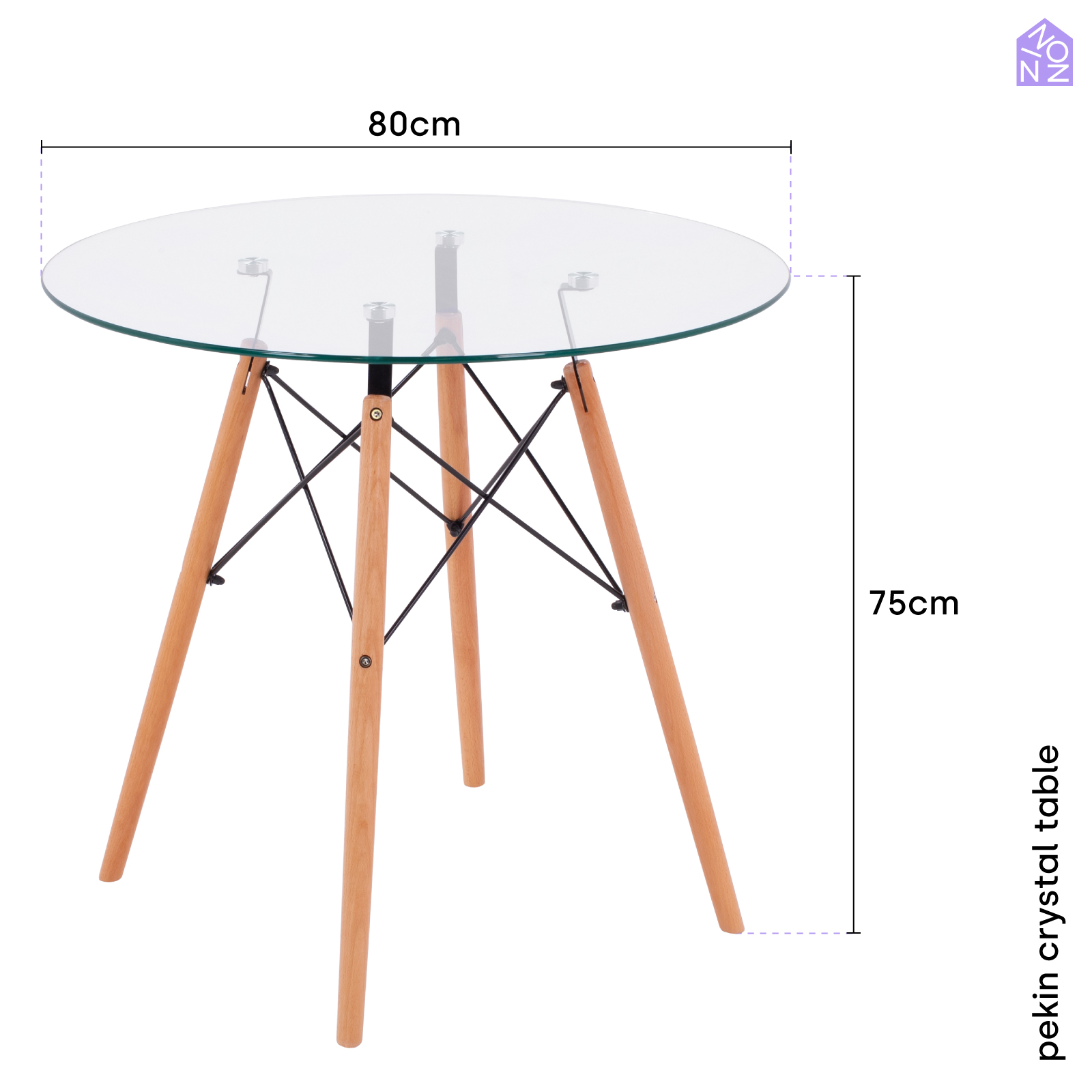 Foto 5 pulgar | Mesa De Comedor Redonda Pekin De Cristal Templado Para 4 Personas C/ Patas Café Estilo Minimalista Ninon