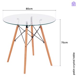 Foto 4 | Mesa De Comedor Redonda Pekin De Cristal Templado Para 4 Personas C/ Patas Café Estilo Minimalista Ninon