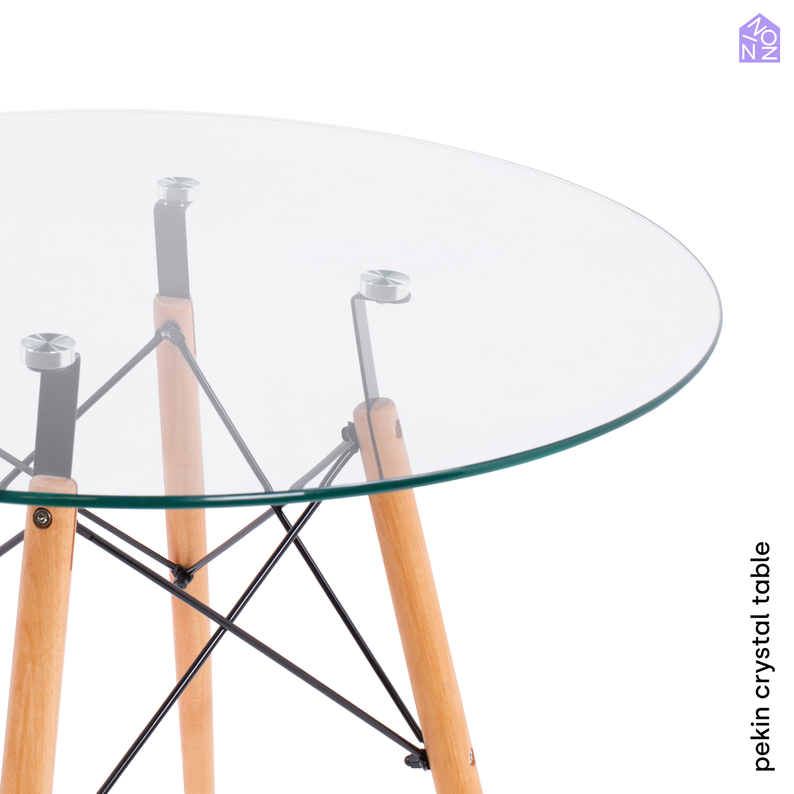 Foto 7 pulgar | Mesa De Comedor Redonda Pekin De Cristal Templado Para 4 Personas C/ Patas Café Estilo Minimalista Ninon