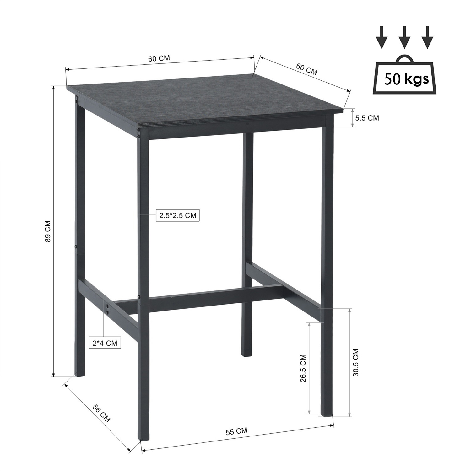 Foto 7 | Mesa de Bar Industrial Homemake Ance Negra