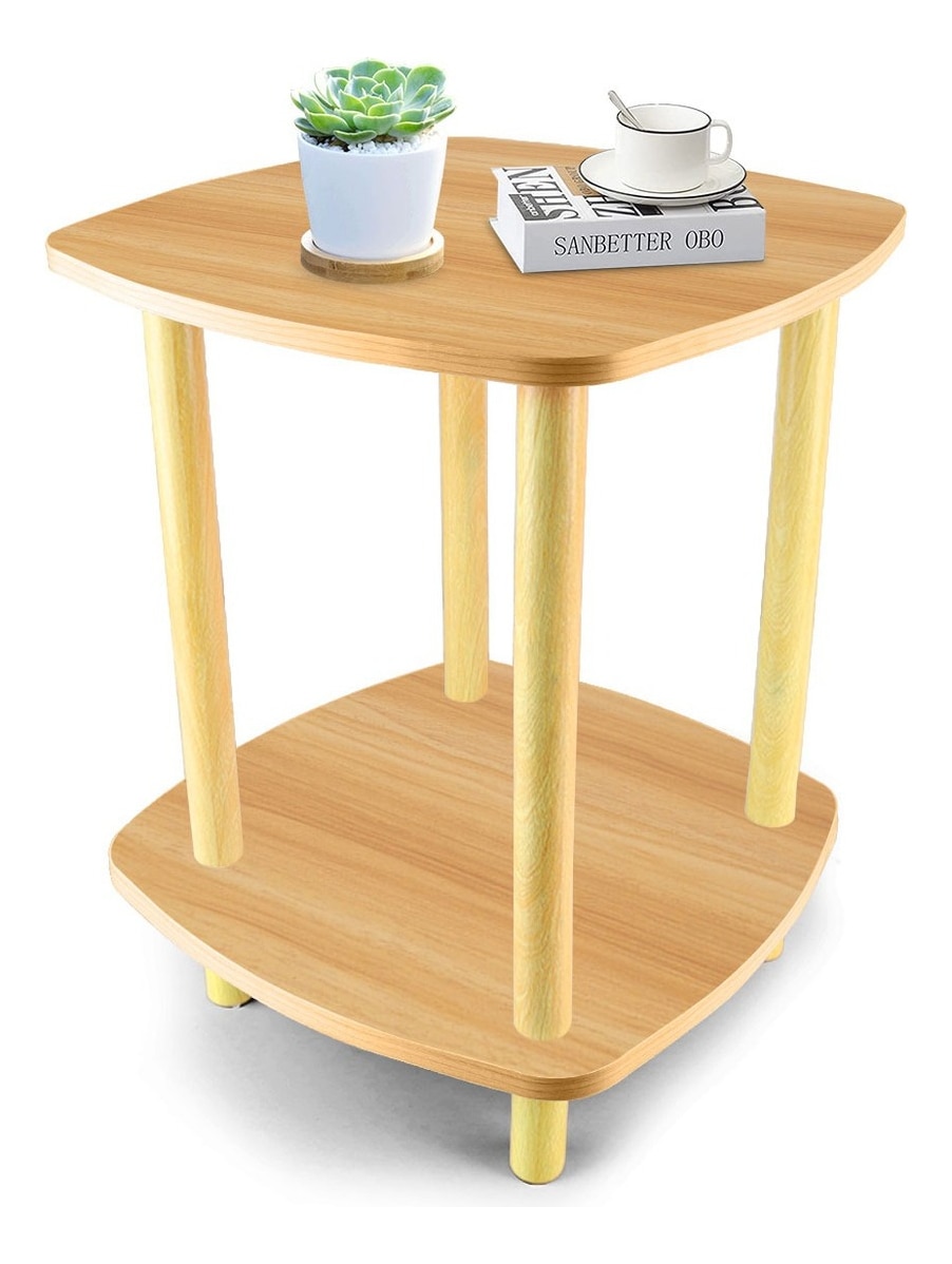 Mesa De Centro 2 Estantes Minimalista De Madera Mesa Lateral $449