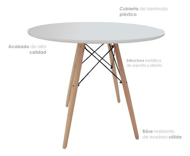 Foto 5 | Mesa Redonda Para 4 Personas Color Blanco Comedor