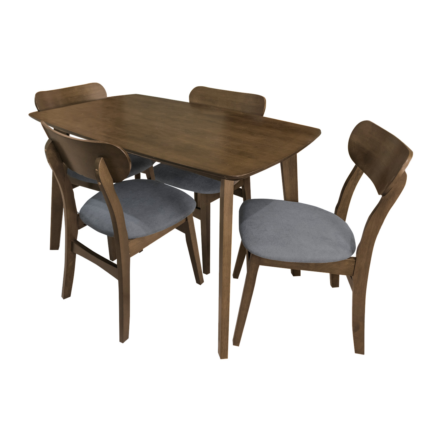 Comedor con 4 Sillas Bossa Caen Nogal -Gris