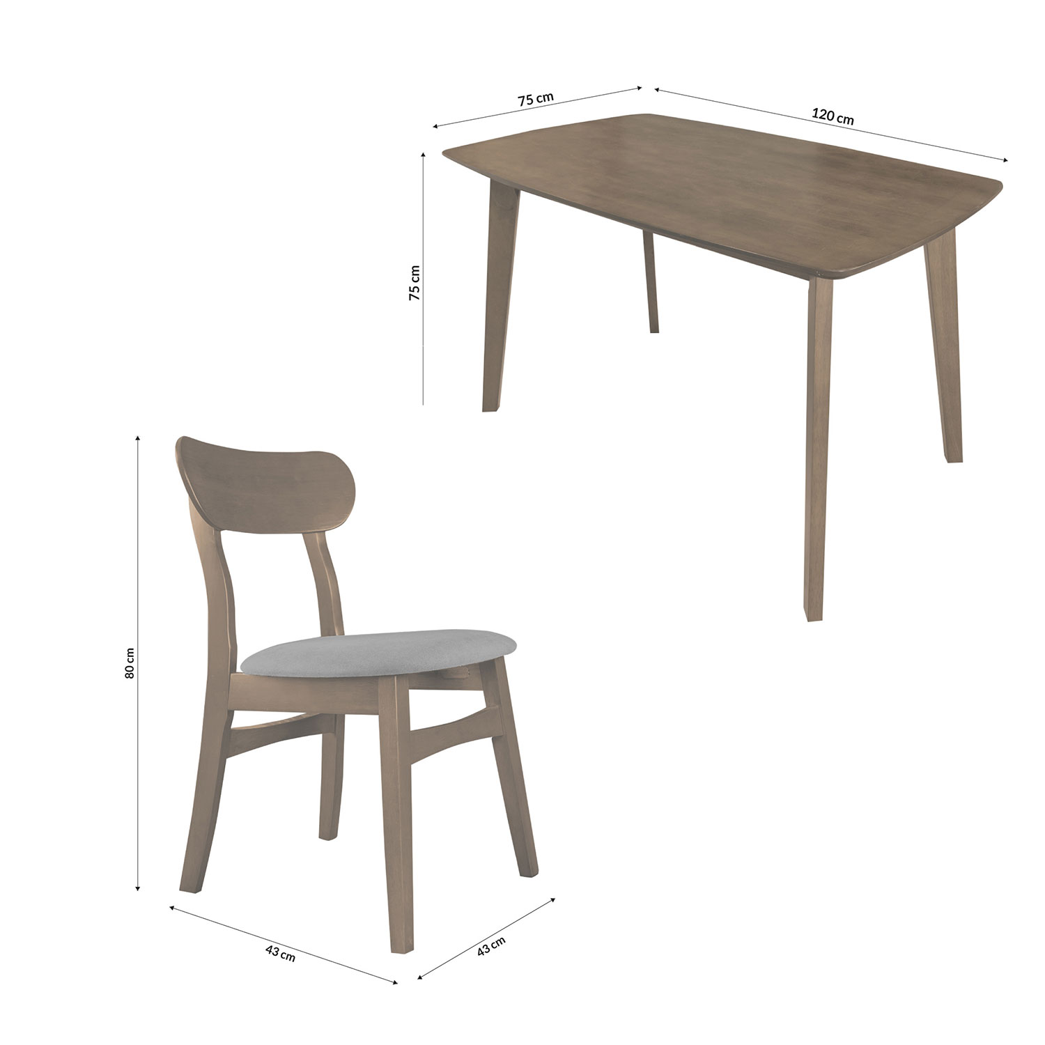 Foto 9 pulgar | Comedor con 4 Sillas Bossa Caen Nogal -Gris