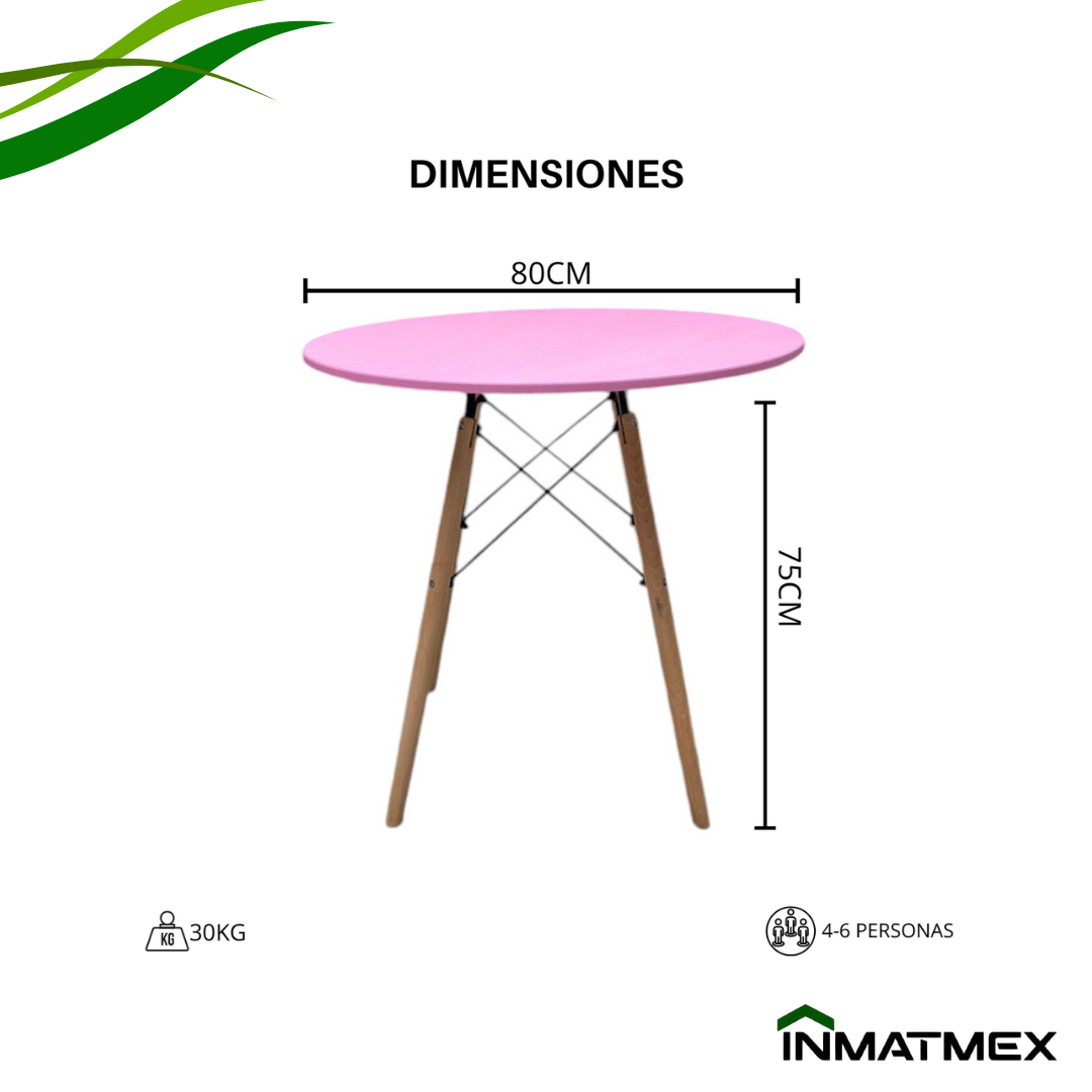 Foto 3 pulgar | Mesa Redonda Eames Rosa 1pz