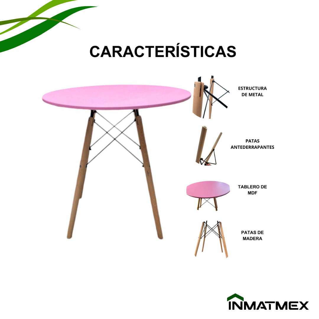 Foto 4 pulgar | Mesa Redonda Eames Rosa 1pz