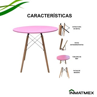 Foto 3 | Mesa Redonda Eames Rosa 1pz