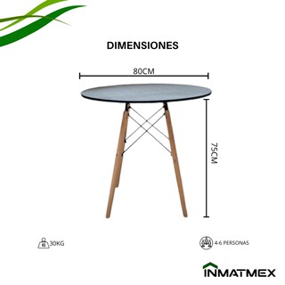 Foto 2 | Mesa Redonda Eames Negra 1pz