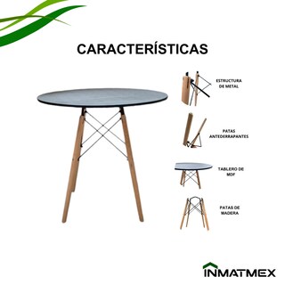 Foto 3 | Mesa Redonda Eames Negra 1pz