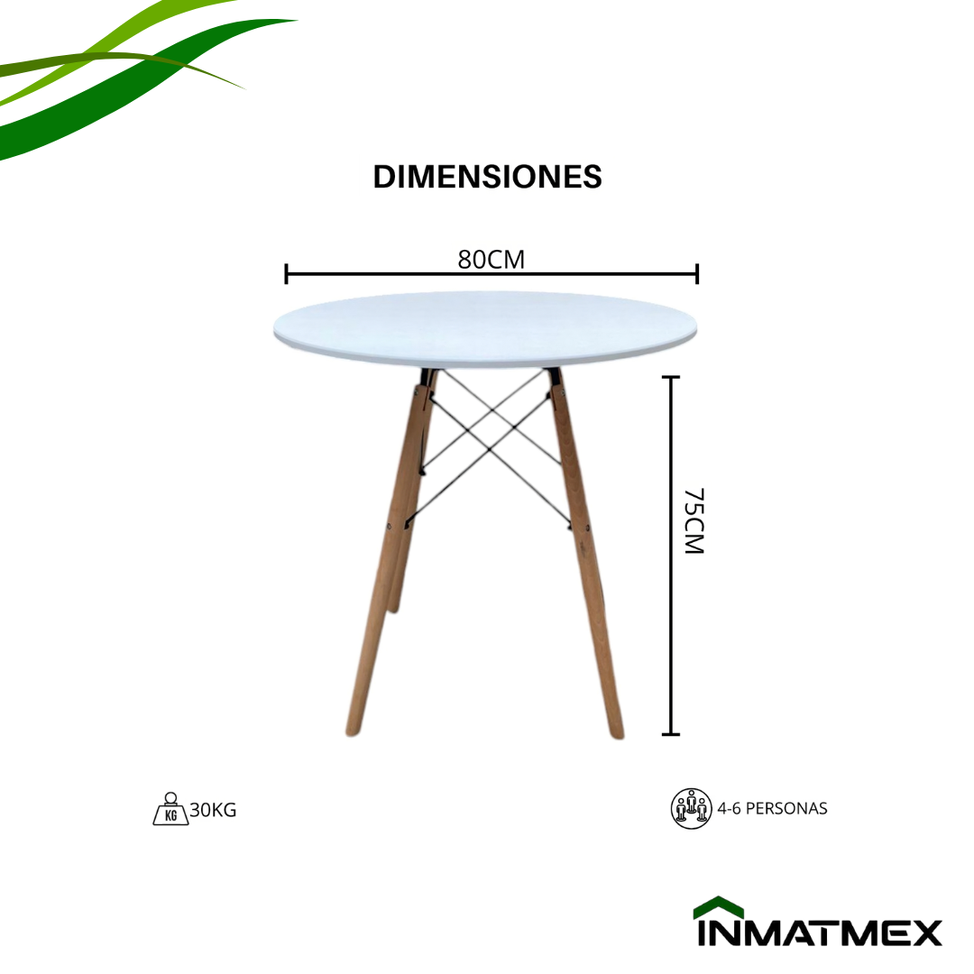 Foto 3 pulgar | Mesa_redonda_eames_blanca_1pz