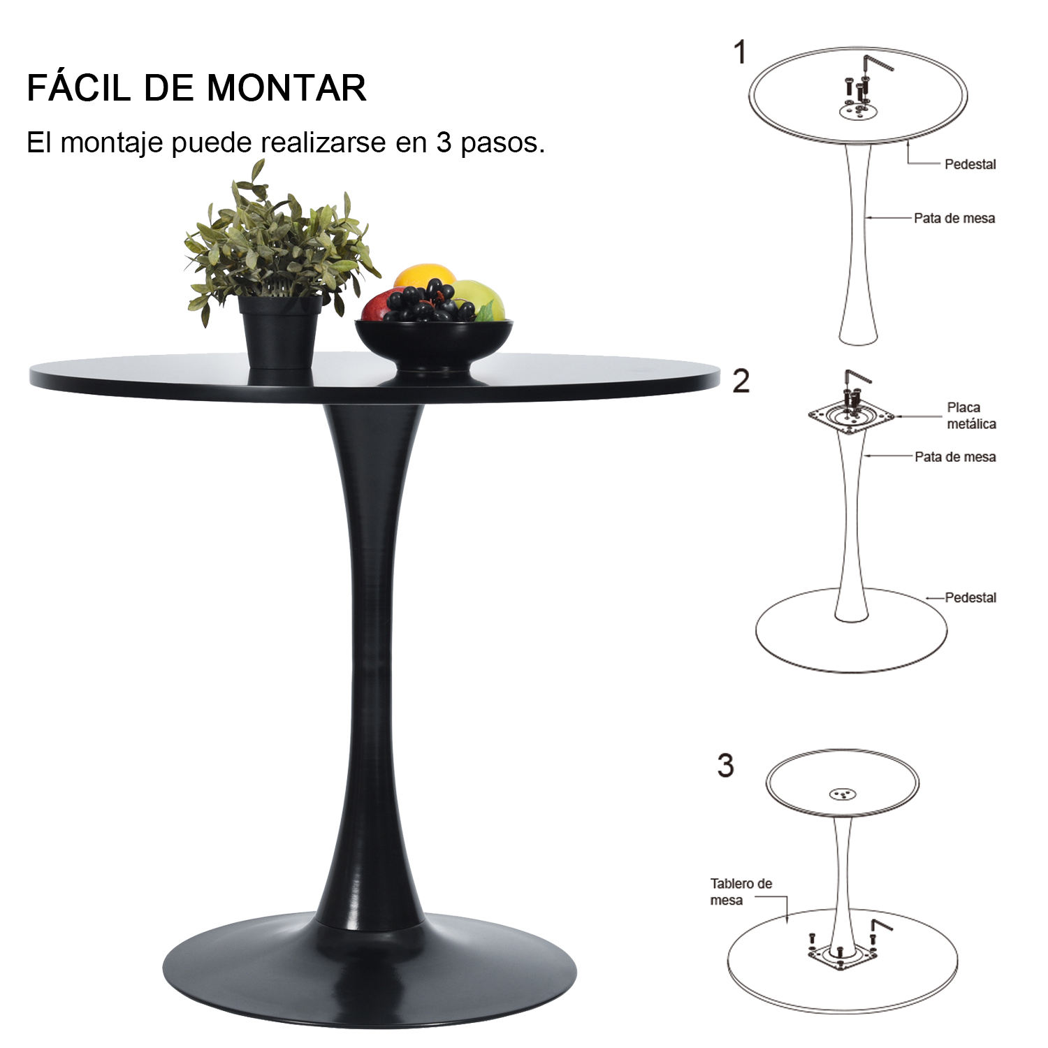 Foto 5 pulgar | Mesa de Comedor Home Make Clift Negro