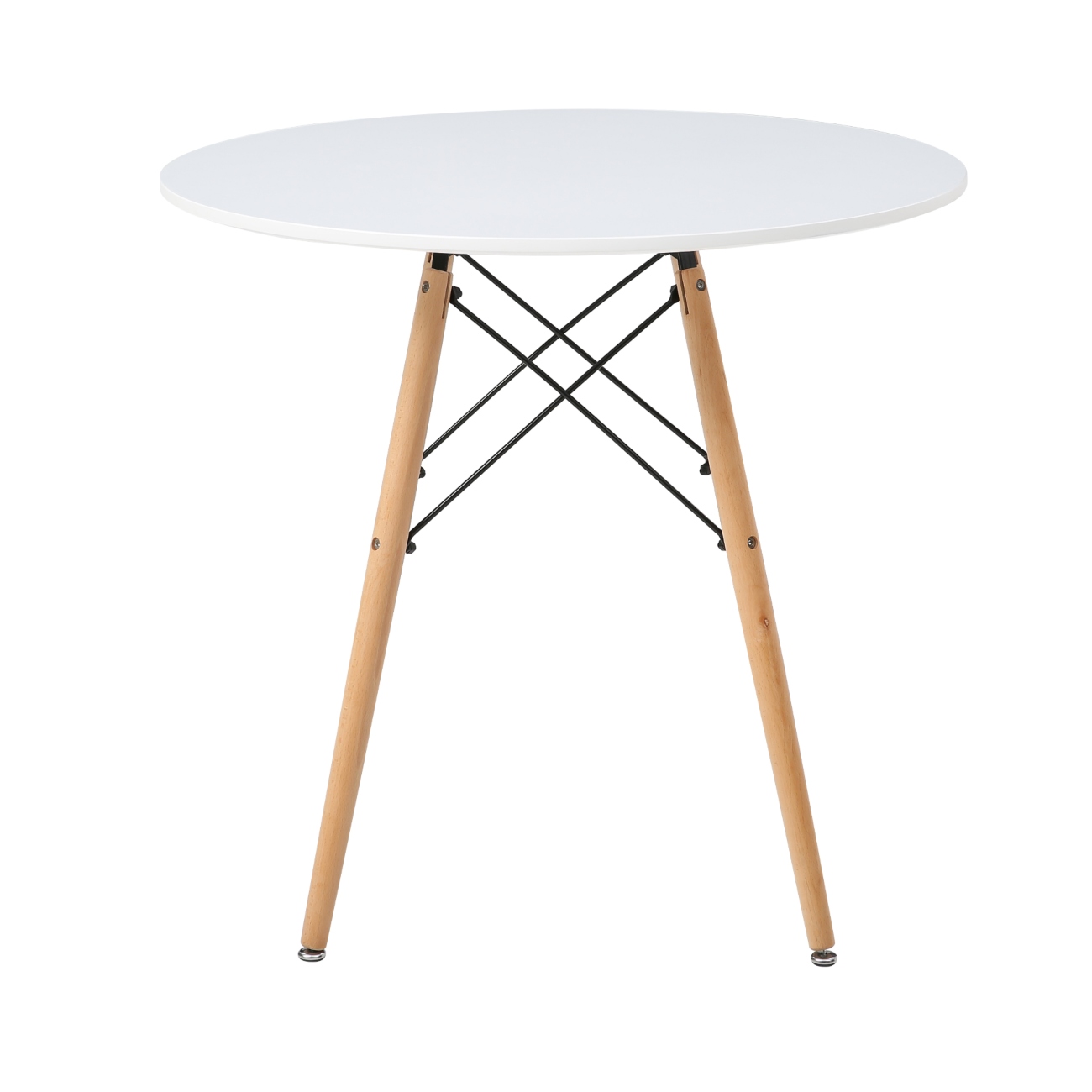 Mesa Redonda Color Blanco Con Patas Y Tablero De Madera Mdf 80cm (diámetro)