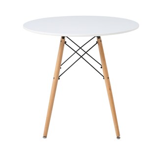 Foto 1 | Mesa Redonda Color Blanco Con Patas Y Tablero De Madera Mdf 80cm (diámetro)