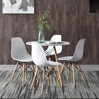 Foto 4 | Mesa Redonda Color Blanco Con Patas Y Tablero De Madera Mdf 80cm (diámetro)