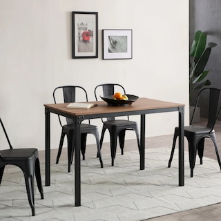 Foto 3 | Mesa Rectangular Para Comedor De Madera Mdf Y Base De Metal En Negro 120cm (ancho)* 70cm (profundo)