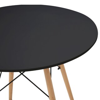 Foto 3 | Mesa Redonda Color Negro Con Patas Y Tablero De Madera Mdf 80cm (diámetro)