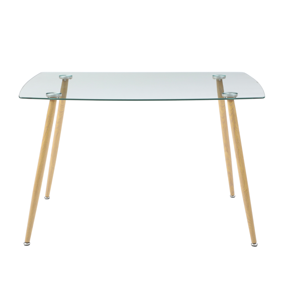 Mesa Rectangular Para Comedor De Cristal Templado Con Patas De Metal Ilusión Madera 120cm (ancho)*80cm (profundo)